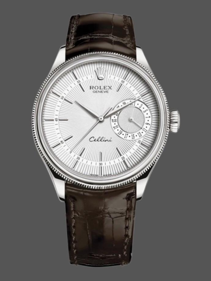 rolex cellini date 50519 brown leather silver dial 39mm mens replica watch