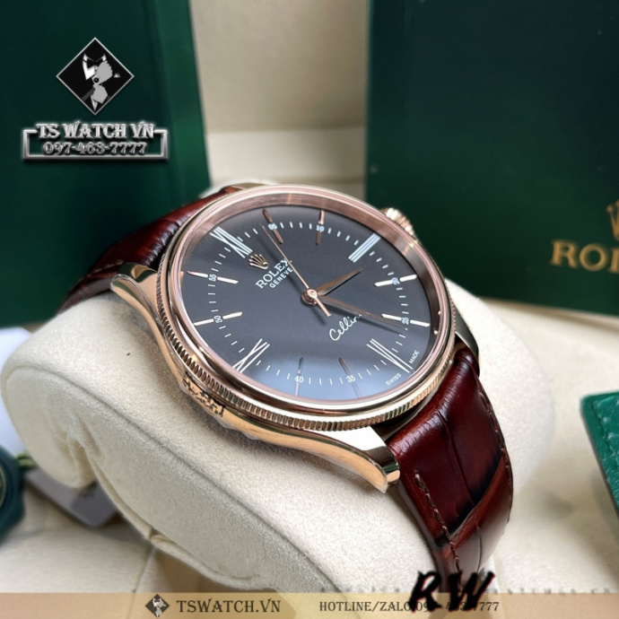 rolex cellini time 50505 brown leather strap black dial 39mm mens replica watch3 rolex cellini time 50505 brown leather strap black dial 39mm mens replica watch3