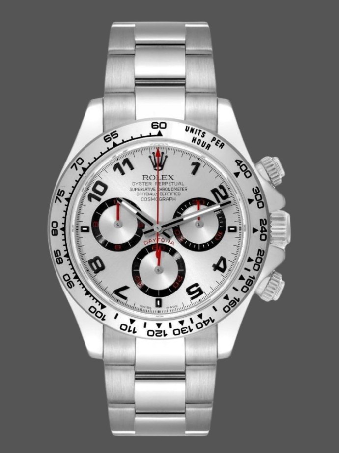 rolex cosmograph daytona 116509 silver arabic dial white gold 40mm