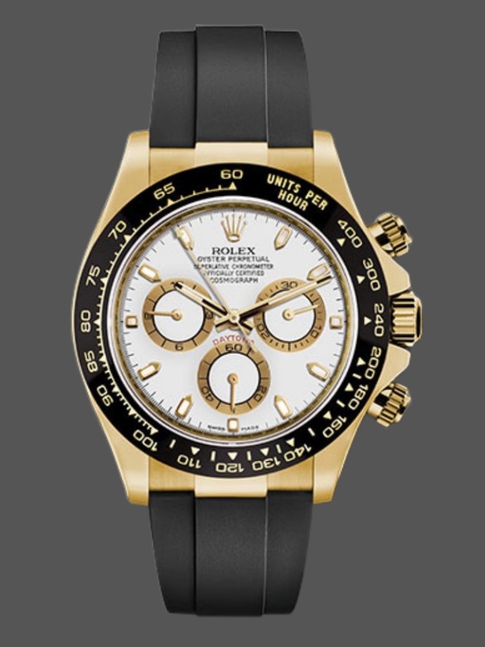 rolex cosmograph daytona 116518ln white dial black rubber