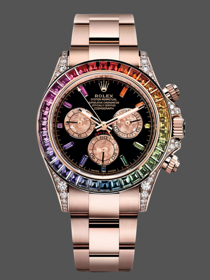 rolex cosmograph daytona 40mm black sapphire rainbow dial
