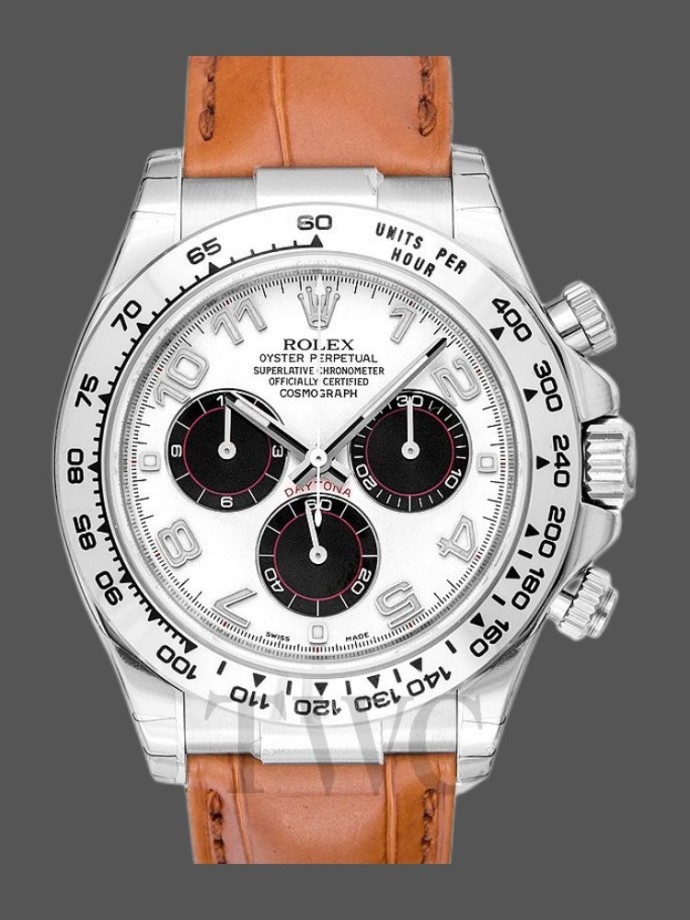 rolex daytona 116519 panda dial brown leather strap 40mm mens