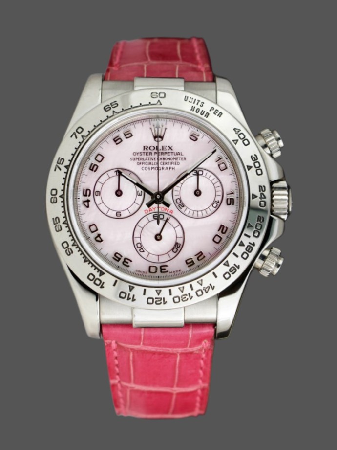 rolex daytona 116519 rose mop arabic pink strap 40mm mens replica