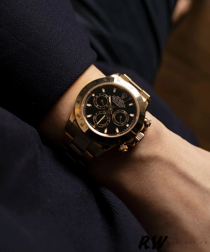 rolex daytona 116528 black dial yellow gold 40mm mens replica2 rolex daytona 116528 black dial yellow gold 40mm mens replica2