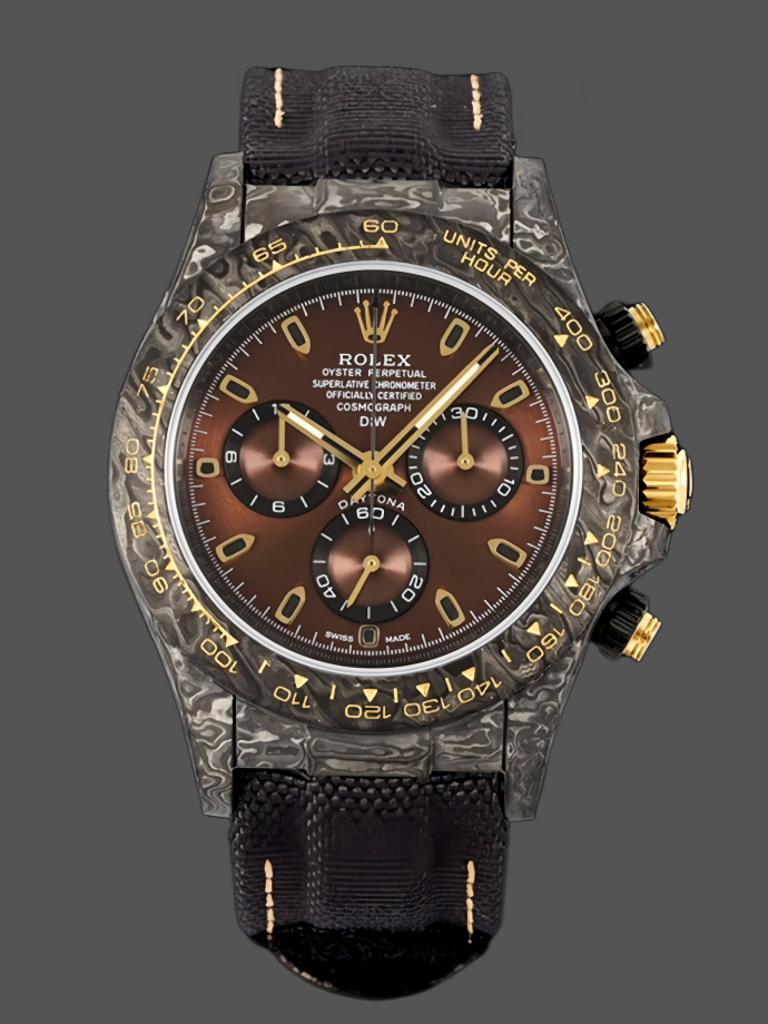 rolex daytona 40mm diw carbon case chocolate dial nylon strap