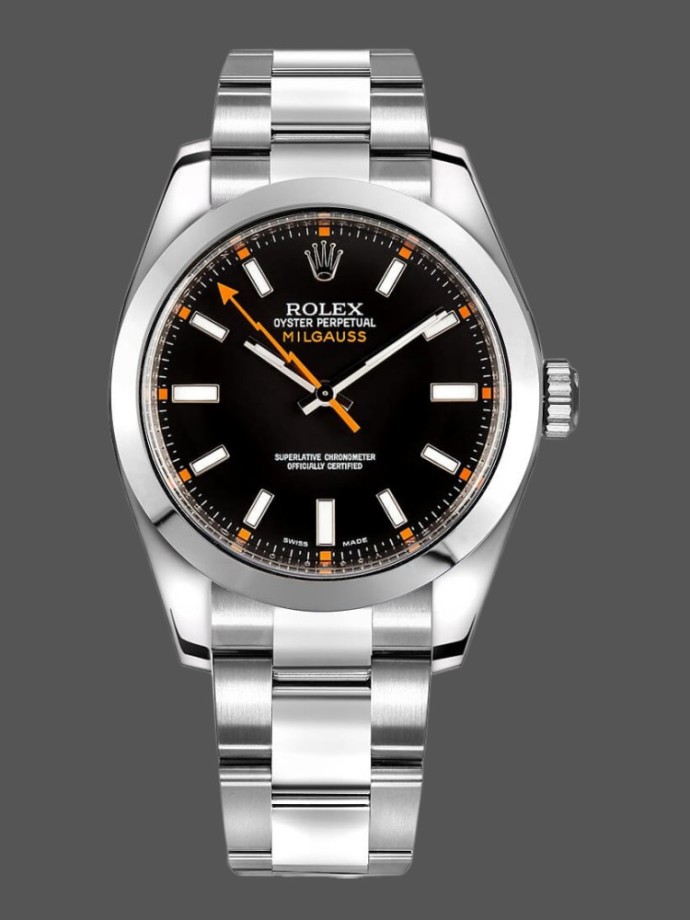 rolex milgauss 116400 stainless steel black dial 40mm mens