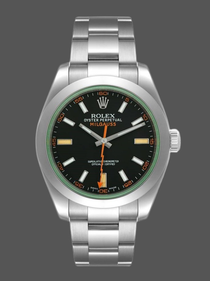 rolex milgauss 116400gv stainless steel black dial 40mm mens