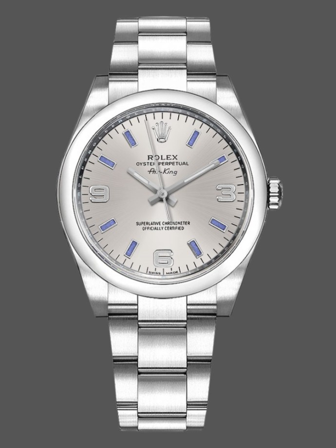 rolex oyster perpetual air king 114200 silver dial 34mm unisex rolex oyster perpetual air king 114200 silver dial 34mm unisex