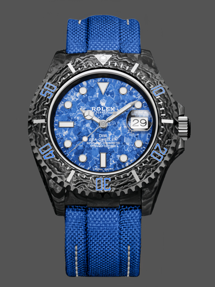 rolex sea dweller customized diw carbon fiber ocean blue dial