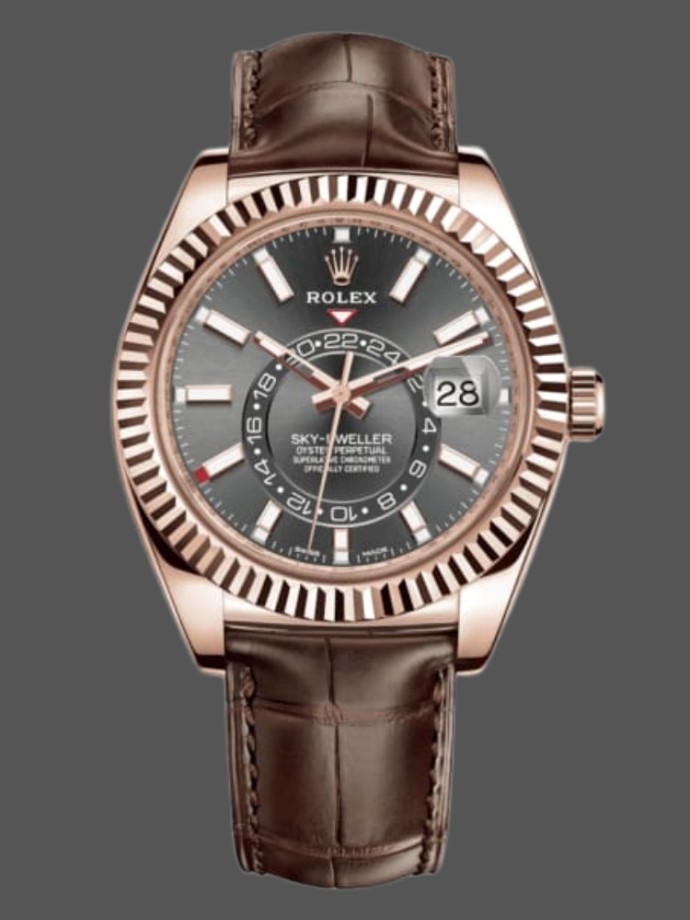rolex sky dweller 326135 dark rhodium dial 42mm mens replica