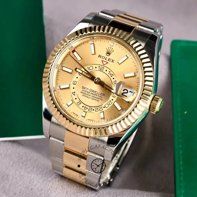 rolex sky dweller 326933 champagne dial stainless steel2 rolex sky dweller 326933 champagne dial stainless steel2