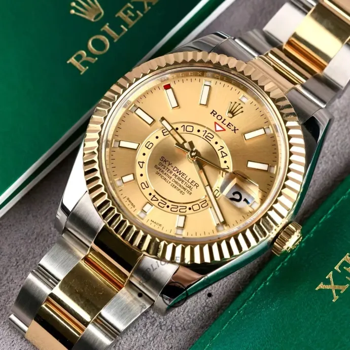 rolex sky dweller 326933 champagne dial stainless steel3 rolex sky dweller 326933 champagne dial stainless steel3