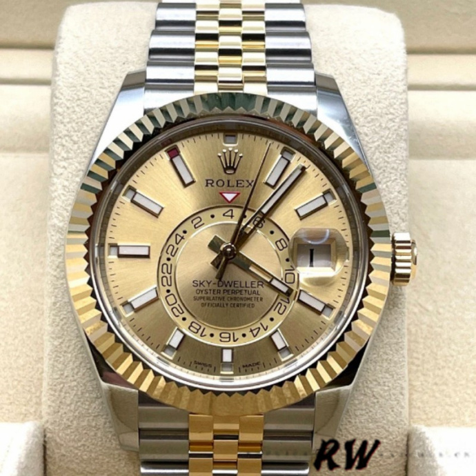 rolex sky dweller 326933 stainless steel yellow gold champagne dial7 rolex sky dweller 326933 stainless steel yellow gold champagne dial7