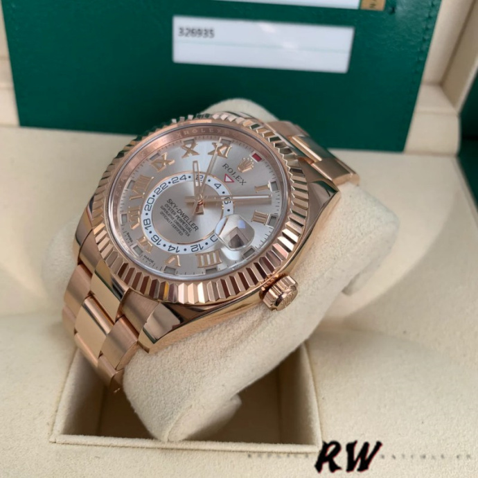 rolex sky dweller 326935 sundust roman numeral dial 42mm mens1 rolex sky dweller 326935 sundust roman numeral dial 42mm mens1