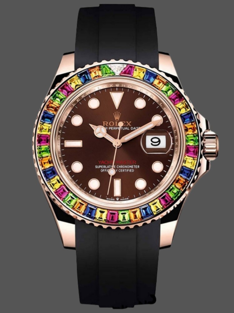 rolex yacht master 116695 black rubber strap brown dial 40mm mens
