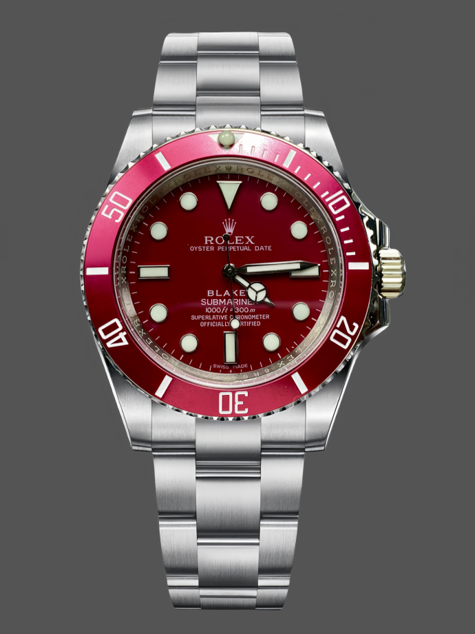 rolex blaken submariner truckee red limited edition 40mm mens replica watch