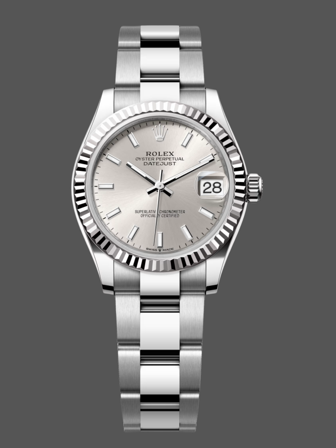 rolex datejust 31 stainless steel and white gold silver dial m278274 0011 women's watch
