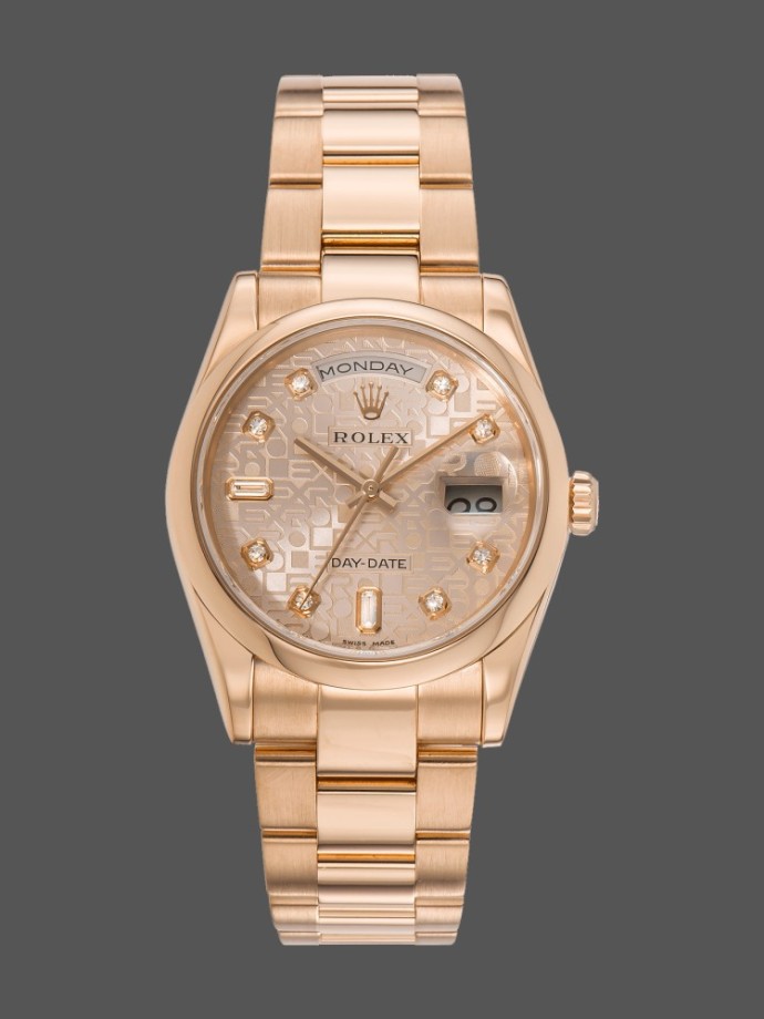 rolex day date 118205 jubilee champagne dial 36mm unisex replica