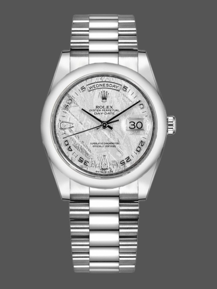 rolex day date 118206 meteorite grey dial 36mm unisex replica watch