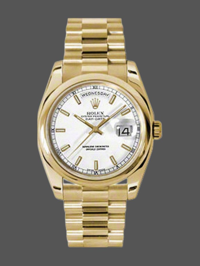 rolex day date 118208 white dial 36mm unisex replica watch