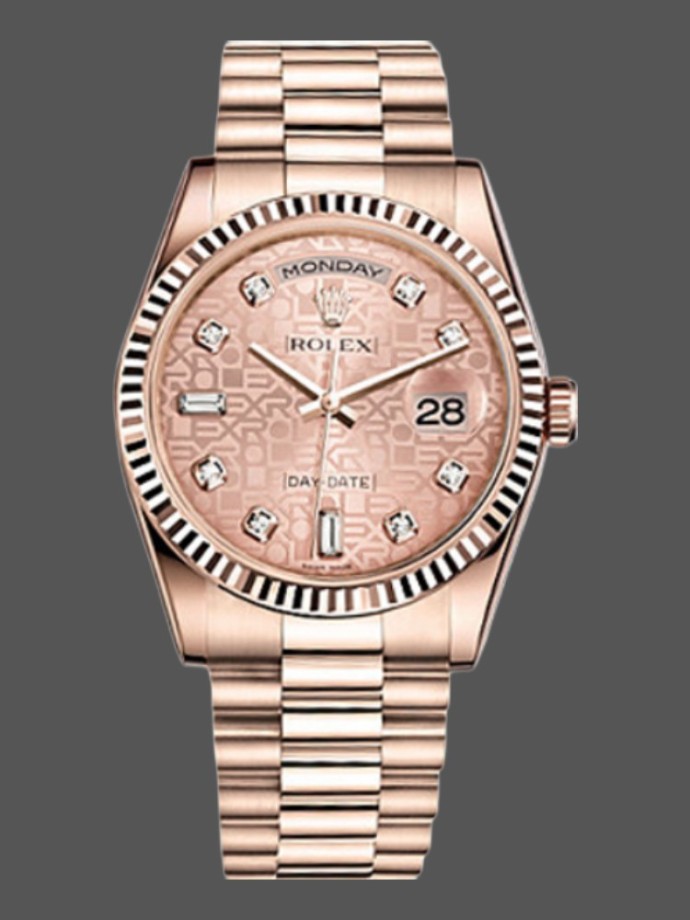 rolex day date 118235 everose gold pink jubilee dial 36mm lady replica