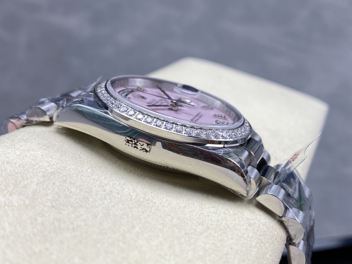 rolex day date 36 platinum pink opal diamond set roman dial diamond6 rolex day date 36 platinum pink opal diamond set roman dial diamond6