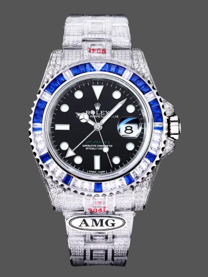 rolex gmt master amg 126710blro 40mm with dual time black dial
