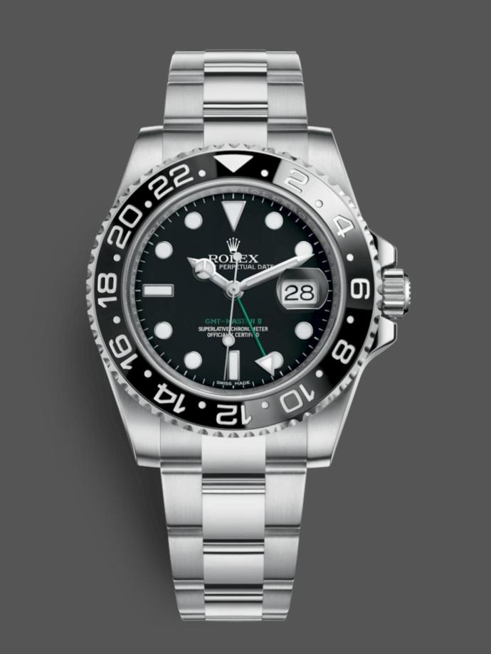 rolex gmt master ii 116710ln black dial stainless steel case 40mm
