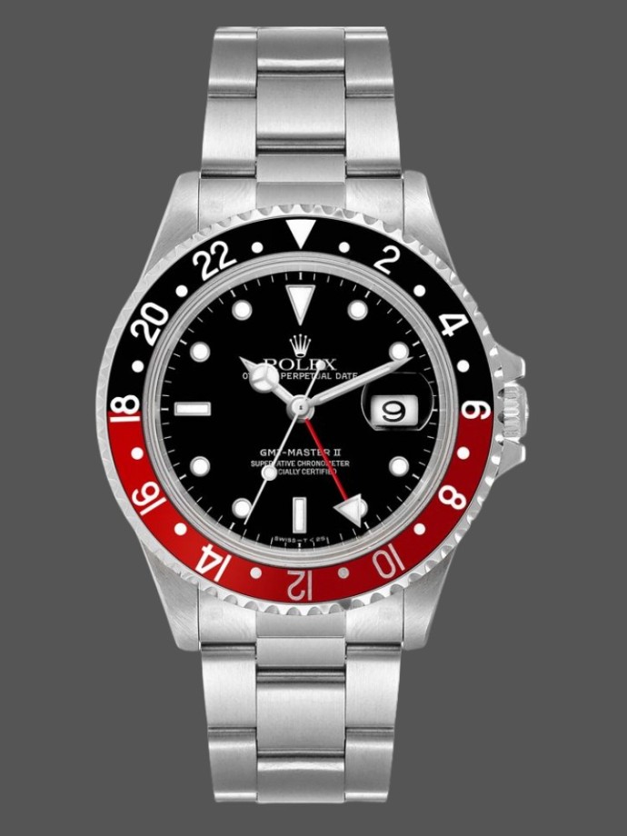 rolex gmt master ii 16710 black dial black red coke bezel 40mm