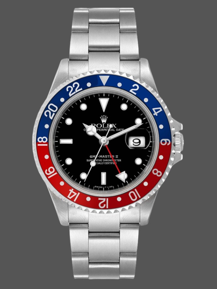 rolex gmt master ii 16710 black dial blue red pepsi bezel 40mm