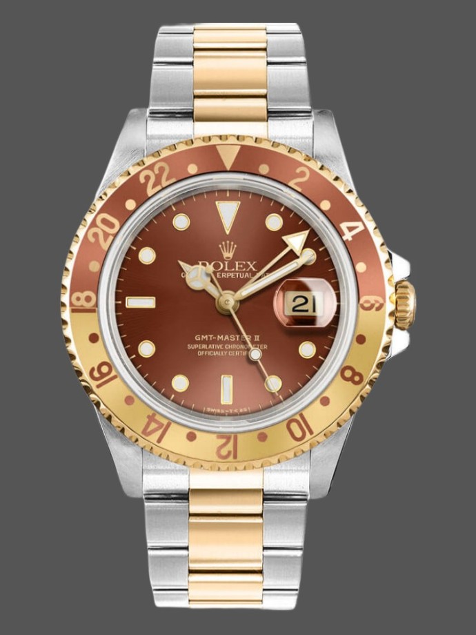 rolex gmt master ii 16713 white gold chocolate dial 40mm mens