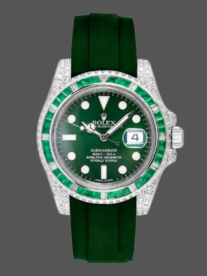 rolex submariner 116610 green dial rubber strap 40mm mens replica watch