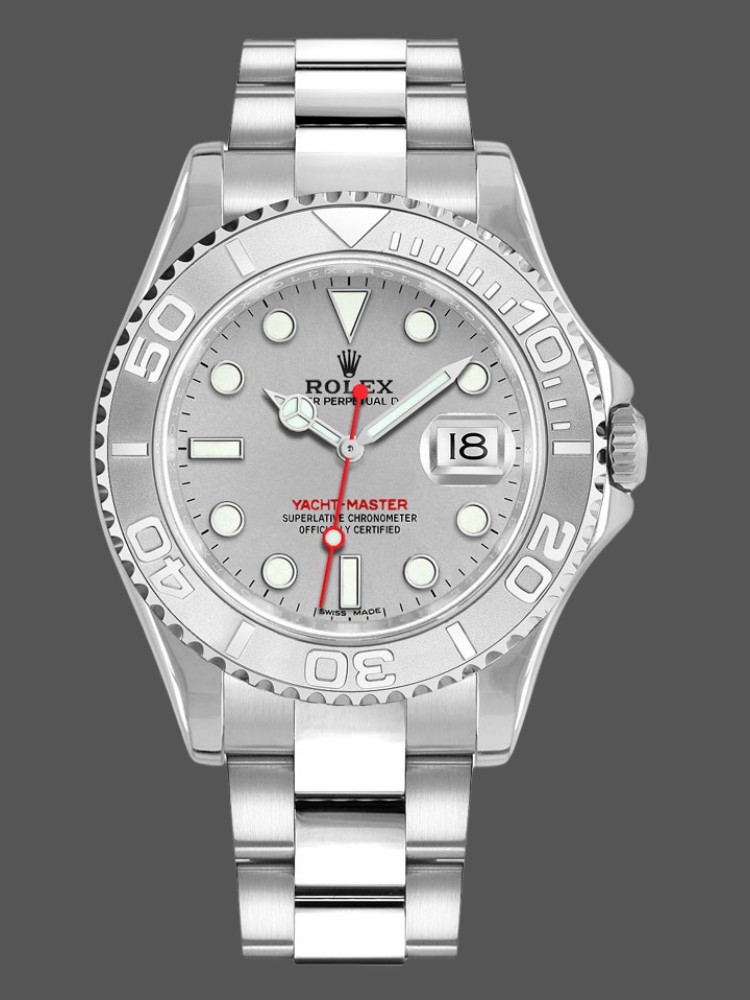 rolex yacht master 16622 silver dial 40mm mens replica ratch