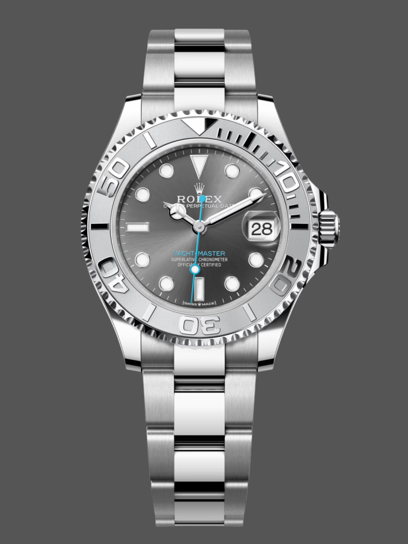 rolex yacht master 37 automatic slate grey dial platinum bezel steel