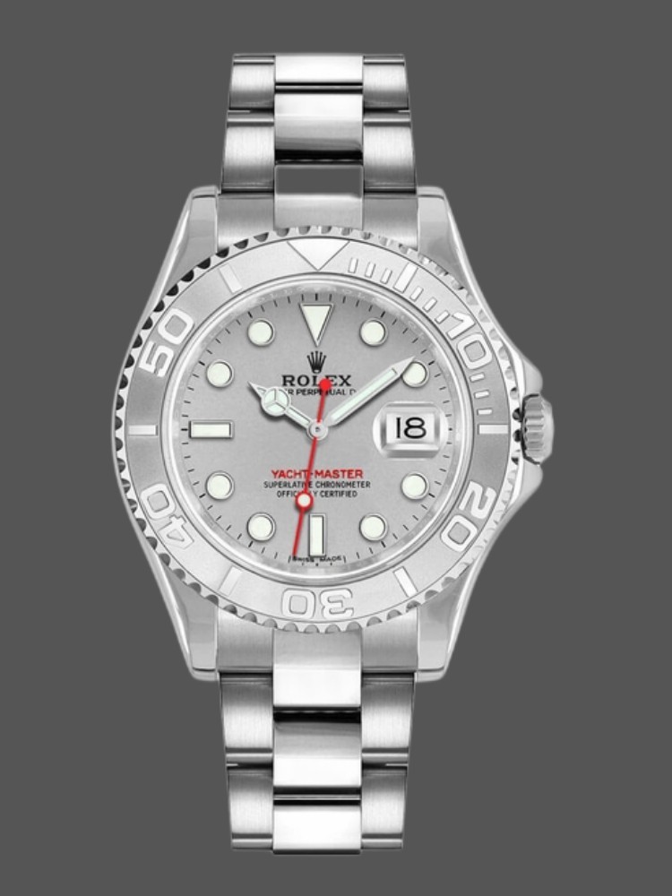 rolex yachtmaster 168622 platinum stainless steel silver dial 35mm